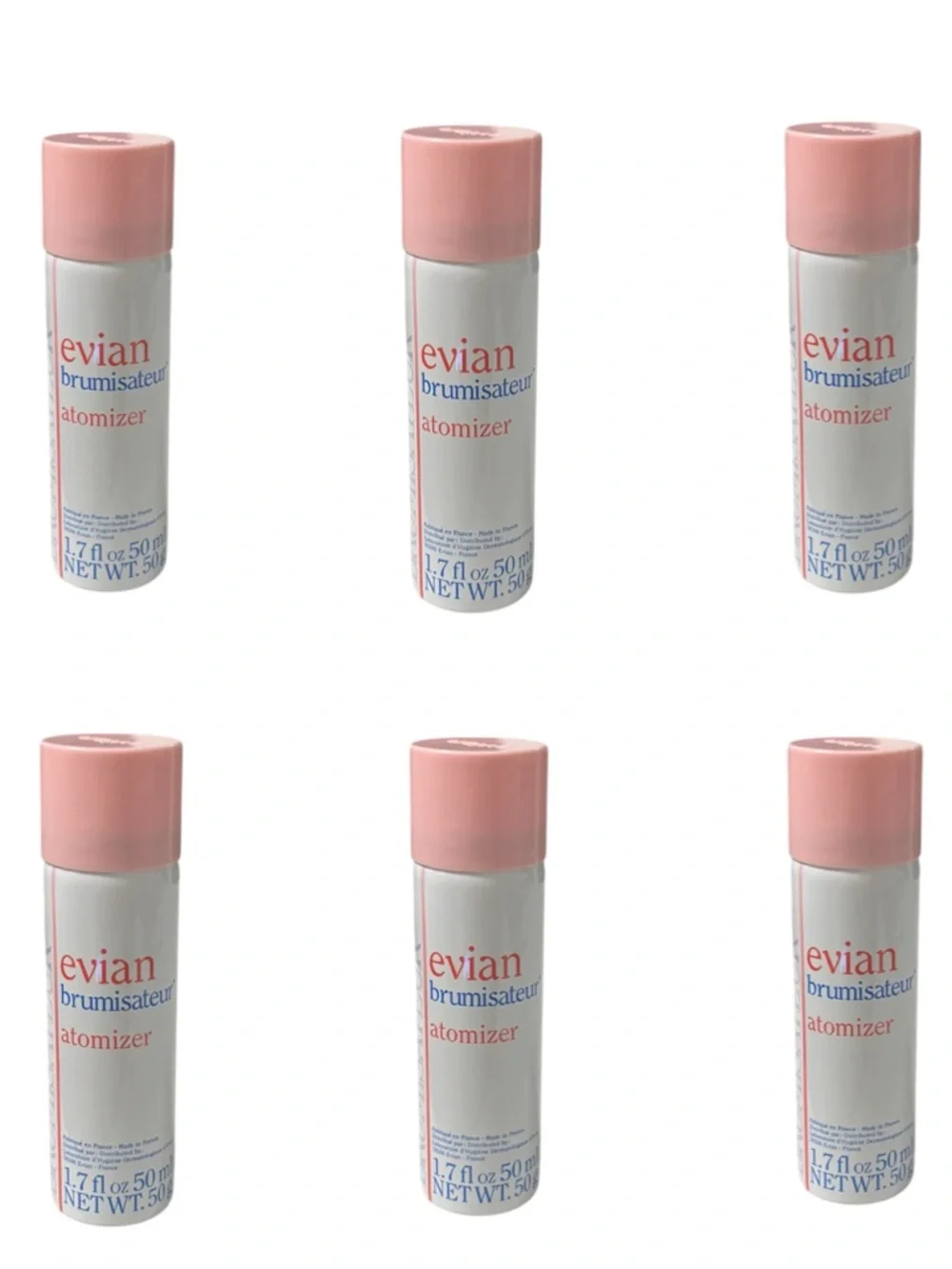 RARE VINTAGE 1980s Evian Brumisateur Atomizer Spray White Pink NEW 6 Pc Set